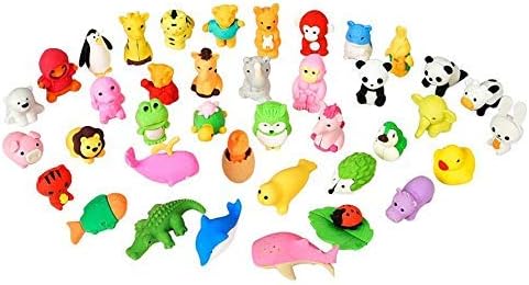 30PCS Joanna Reid Animal Erasers Bulk Assorted Puzzle Erasers Collectible for Classroom Rewards Games Prizes Carnivals and School Supplies Best Gifts Party Gifts