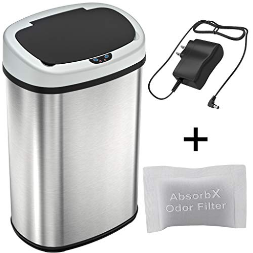 SensorCan 13 Gallon Automatic Touchless Sensor Kitchen Trash Can with AC Adapter