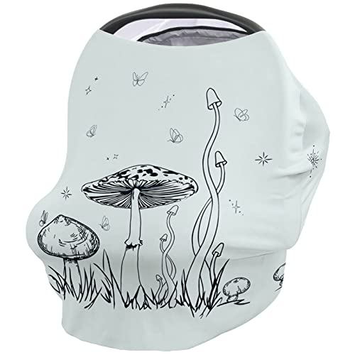 Nursing Cover for Breastfeeding Scarf, Mushrooms Stars Butterflies Lines Baby Car Covers Super Soft Multi Use for Canopy Shopping Cart Cover Blanket Stroller Cover