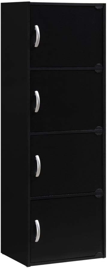 IMPORT 4-Shelf Bookcase Cabinet, Black