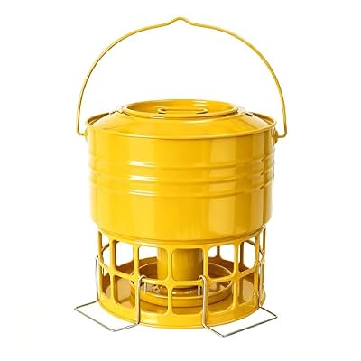 KOL Wild Bird Feeder, 8-10LBS Large Capacity Outdoor Hanging Feeder with 32 Access Holes, Locking Top Helps Reduce Squirrel Stealing, Easy to Clean, Attracts Cardinals Finches (Earthy Yellow)