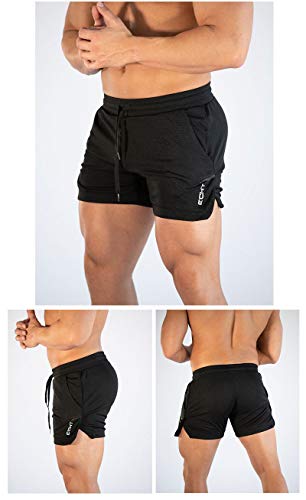 Short de corrida masculino YOJINKE com bolsos de secagem rápida, respirável para academia, treino, c
