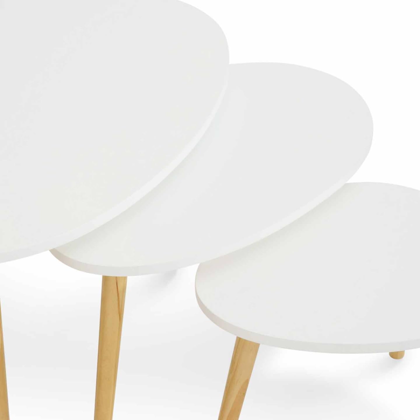 IDMarket - Lot de 3 Tables Basses gigognes Gaia laquées Blanc scandinave