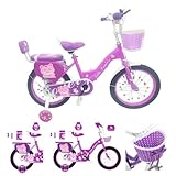Girls Bike Purple, 12/14/16/18/20 Inch, Purple Children's Bicycle, Kids Bicycle, Child Road Bike, Adjustable Bike 2-12 Years Old, Training Wheel, Stabilisers, Basket, Tool Kit New (20 Inch)