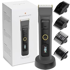 Brio Beardscape V2 Beard Trimmer for Men Professional with Low Friction Ceramic Blade, Cordless Professional Hair Trimmer for Barbers with 4 Hrs of Long Battery Timing, Ideal for Beard & Body (Gray)