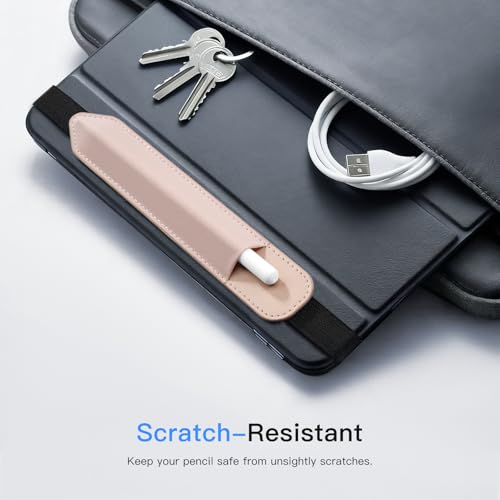 MoKo Estuche para lápices Compatible con el Apple Pencil (Pro y USB-C y 1.ª y 2.ª Gen), Bolsillo elástico Desmontable para lápiz óptico con Banda elástica adherida a la Funda del iPad, Rosa Dorada - imagen 7