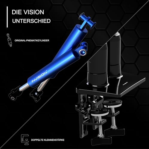 Invision Monitor Halterung für 19-32 Zoll Bildschirme - VESA 75 & 100 mm - Schreibtischklemme Ständer - Höhenverstellbar Neigungen… – Ansicht 3