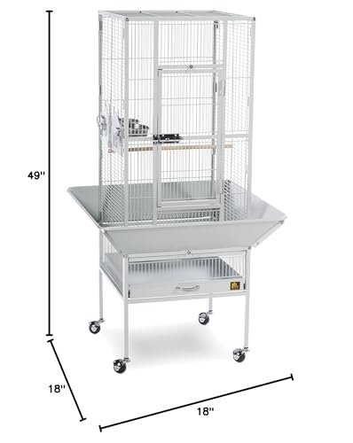 Image of Prevue Pet Products Wrought Iron Select Bird Cage - Steel Cage with Rolling Stand and Seed Guards, Durable Design, Ideal for Cockatiels and Medium Birds - Pewter Hammertone