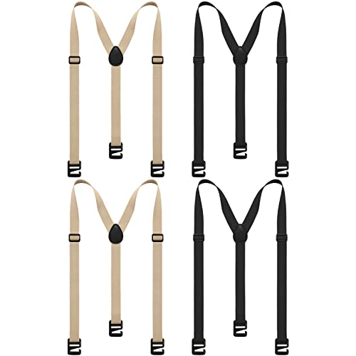 Janmercy 4 Pcs Hidden Suspenders For Men Hiking Suspenders Airport Friendly Adjustable Under Clothing Suspenders (Black, Beige, L/Xl-47 In) #TOP11