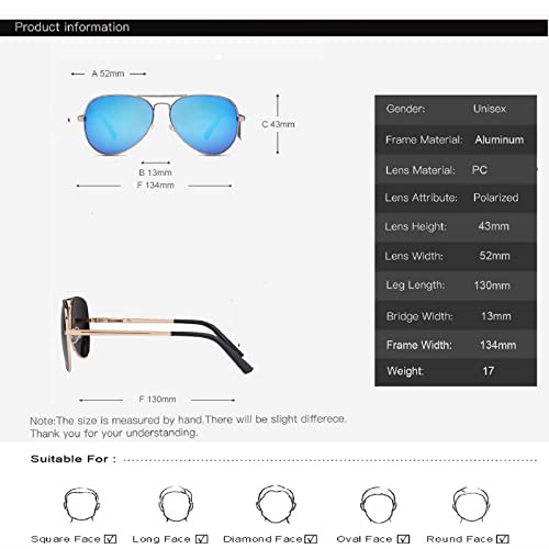 ADEWU Occhiali da sole unisex da pilota