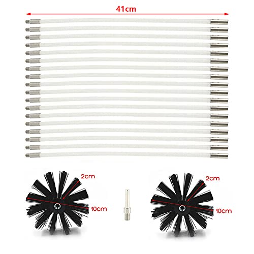 25 Feet 18 Rods Nylon Stove Pipe Brush Chimney Sweeping Tool Fireplace Cleaning Brush Soot Cleaning Rods With 2 Brush Head For Fireplace Dryer Vent Waste Water Pipe Cooker Hood #TOP6