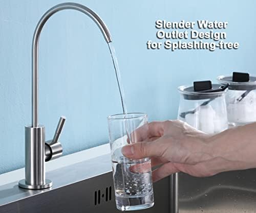 ESOW Water Filter Tap, 100% Lead-Free Drinking Water Filter Kitchen Tap, Fits Most Reverse Osmosis Units or Water Filtration System in Non-Air Gap, Stainless Steel 304 Body Brushed Nickel Finish