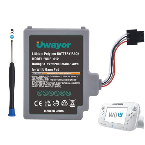 Uwayor Batería de repuesto para Wii U Gamepad Controller 3,7 V 2000 mAh WUP 012