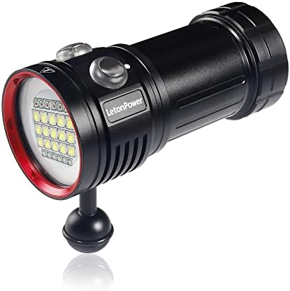 Diving Flashlight,LetonPower L15 10000Lumens Dive Light,100m Underwater Video Light, Scuba Dive Lights, Underwater Flashlight with Type-C Charging for Professional Under Water Sports