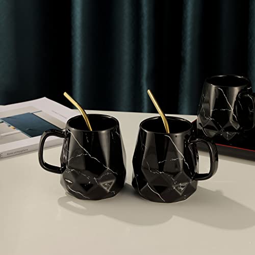 Ghjetw - Ceramic Teapot Set With Infuser For Loose Tea, 45 Ounce Modern Porcelain Tea Pot With 4 Teacups,4 Spoons , 4 Straws ,1 Brush And Tray (Marble) #TOP6