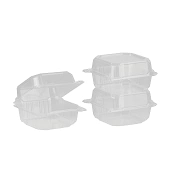 KARAT EARTH KE-HC66PLA-1C 6''x6'' PLA Hinged Containers - Pack of 500 pcs