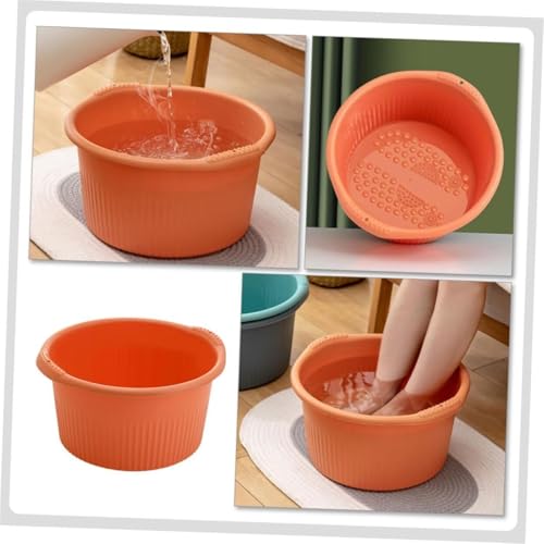 Banqueta para baño de pies portátil de plástico naranja miniatura 7