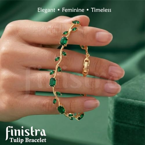 Image of finistra Tulip Bracelet for Women Stylish | Gold Plated Crystal Floral Jewellery | Adjustable Chain for Women & Girls Stylish | Elegant Tulip Bracelet for Women, Party & Daily Wear Accessory