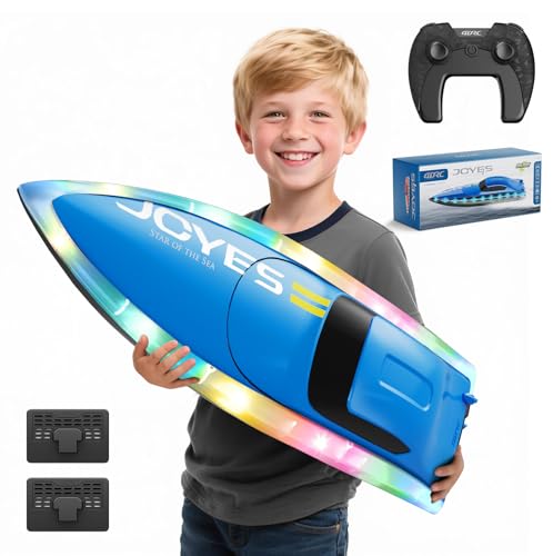 4DRC S7 RC Boat for Adults & Kids, High-Speed at 30KMH with 7 Mode LED Lights, Remote Control Boat for Pools and Lakes, 2 Rechargeable Batteries, Ideal Water Play Toy Gift for Boys & Girls