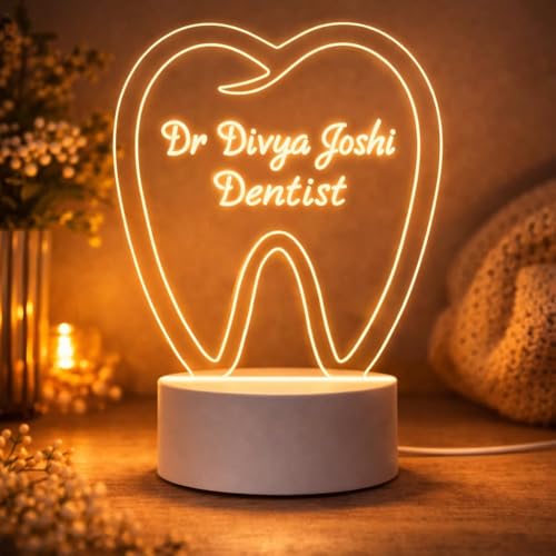 Image of Doctor Themed 3D Illusion LED Night Lamp - Personalized Medical Professional Name Lamp - Warm White USB Powered Acrylic Table Light - Gift for Doctors, Nurses, Healthcare Workers (Dr Lamp 5)