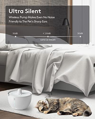 Cat Water Fountain With Wireless Pump, Guliguli 68Oz/2L Water Fountain For Cats Inside, Ultra Quiet Cat Water Dispenser Easy To Clean, Filters Included, Dual Working Mode, Static Free, Bpa Free #TOP2