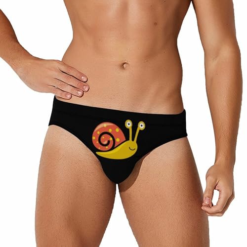 Funny Snail Mens Swim Briefs Quick Dry Swimming Trunks Training Swimsuit Low Rise Swimwear