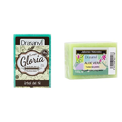 Drasanvi Jabón Árbol Del Té, Sin Color, 100 Gramo & Jabón Aloe Vera - 100 gr