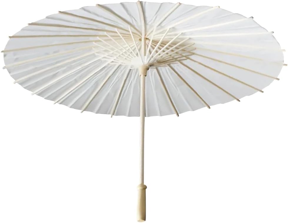 A White Paper Umbrella for Wedding Decoration Handmade Traditional Chinese Bridal Sunshade Photo Prop and Party Accessory,40cm