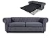 Produktbild Schlafsofa Chesterfield Asti Bis 3-Sitzer, Sofa mit Schlaffunktion, Couch 3-er, Couchgarnitur, Sofagarnitur, Holzfüße, Polstersofa (Graphit (Capri 16))