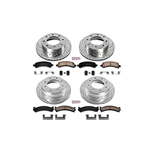 Image of Power Stop K6561 Front and Rear Z23 Carbon Fiber Brake Pads with Drilled & Slotted Brake Rotors Kit