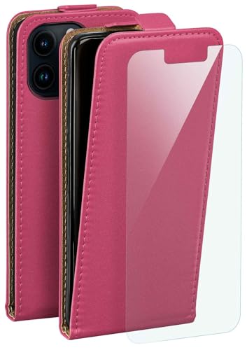 Coque iPhone 14 Pro moex étui cuir synthétique rose rabat complet