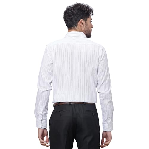 Image of Raymond Men's Slim Fit Pure Cotton Full Sleeve Semi Cutaway Collar Structure Pattern Light Blue Formal Shirt