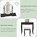 Vanity Desk with Mirror and Lights, Modern Vanity Makeup Table and Cushioned Stool Set with 4 Drawers, 3 Color Lighting Modes with Adjustable Brightness, Dressing Table Set for Bedroom (Black Vanity)