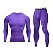 eiuEQIU Tenue de fitness décontractée pour homme - T-shirt fonctionnel à manches longues + leggings de course - Tenue d'entraînement à séchage rapide, lilas, XXL