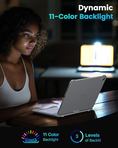 Image of typecase Flexbook Trackpad-Free Keyboard Case for iPad A16 11th /10th Gen | 360 Rotating, 11-Color Backlit Keys, Pencil Holder; Fits iPad A16 11″ (2025) & 10th Gen 10.9″ (2022), Silver