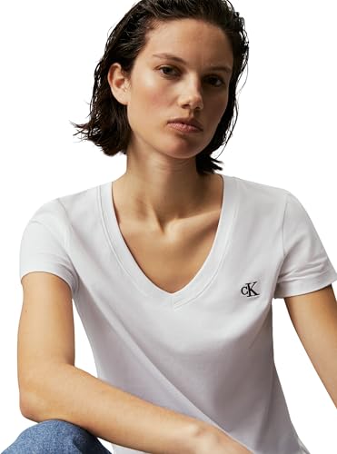 T shirt Calvin Klein Jeans CK EMBROIDERY STRETCH V NECK EU - vue 4