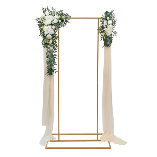 2 x 1 m suporte de fundo para balões de casamento, jardim, flores, balões, arco, decoração de metal, suporte para moldura de balões, para exteriores, interiores, festas de aniversário (dourado)