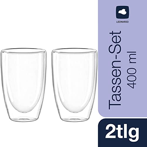 Lot de 2 gobelets à double paroi en verre 400 ml LEONARDO HOME Duo - 3