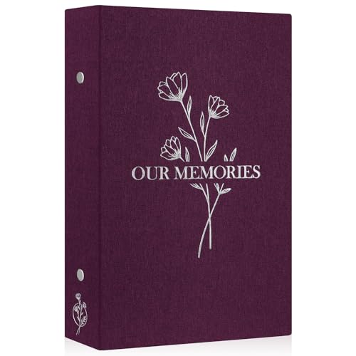 Lanpn Photo Album 6x4 Slip in, OUR MEMORIES Linen 300 Pockets Photo Albums Holds Landscape Only 10x15cm Picture Purple