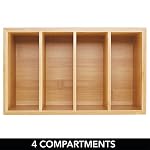 mDesign Bamboo Wood Compact Food Storage Organizer Bin Box - 4 Divided Sections - Holder for Seasoning Packets, Pouches… - Image 5