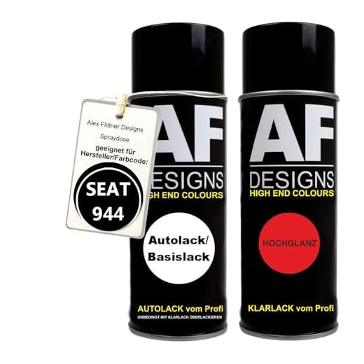 Alex Flittner Designs Autolack Spraydose Set für SEAT 944 Azul Ibiza Basislack Klarlack Sprühdose 400ml