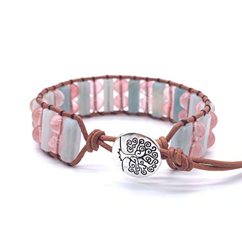 YGLINE Leather Chakra Handmade Imperial Jasper Wrap Adjustable Bead Bracelet for Women Men