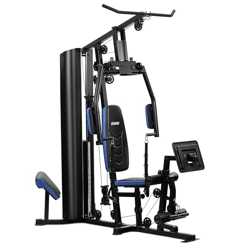 DIONE HG6 - Fitness Station - Homegym - Krafstation - Fitnessstation - Mit Beinpresse - 80kg Gewichtsblock - Luxuriöse Sitzkissen