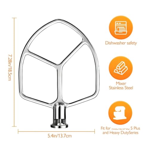 Batidor plano de acero inoxidable que no se pela para KitchenAid 4