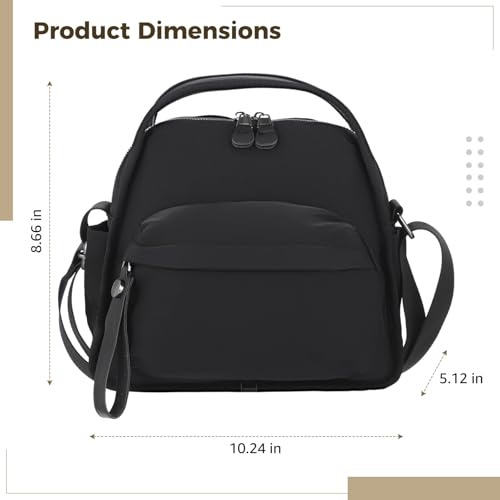 Bolso negro de nylon con correa ajustable y múltiples bolsillos miniatura 4