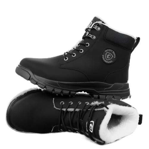 CORANSBER Steel Toe Boots for Women Wateproof Safety Shoes Men Lightweight Composite Toe Boots Leather Construction Steel work Shoes