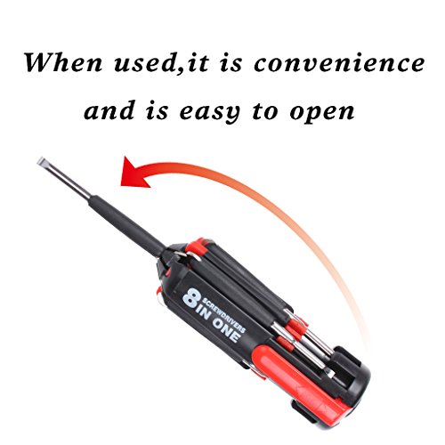 Multi-function Screwdriver,EFORCAR 8 In 1 Turn Screw Kit Tool Set With 6 LEDs Flashlight for DIY Home Kitchen Repair Car Tool Kit Hand Tools