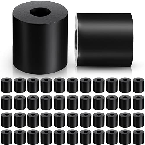Boao 48 Pack Multi Purpose Rubber Spacer 1 Inch OD x 3/8 Inch ID x 1 Inches Thickness Rubber Bushing Anti Vibration Spacer Black Round Neoprene Washers for Home and Car Accessories