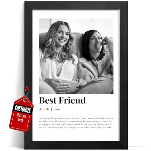 VICILO Custom Best Friend Birthday Definition Name Gifts for Women Print, Personalized Wall Art for Bestie, Friendship Memorial Presents Photo and Quote Poster Canvas