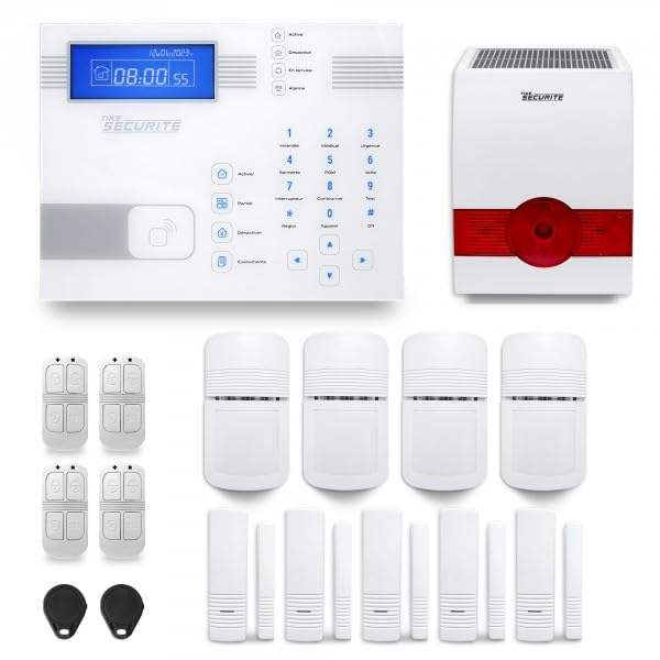 Alarme maison sans fil SHBi 4 à 5 pièces mouvement + intrusion + sirène extérieure solaire - Avec module GSM